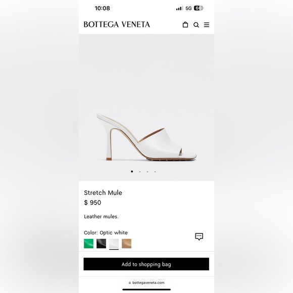 Bottega Veneta white stretch mule worn once with dust bags and box - Picture 2 of 5